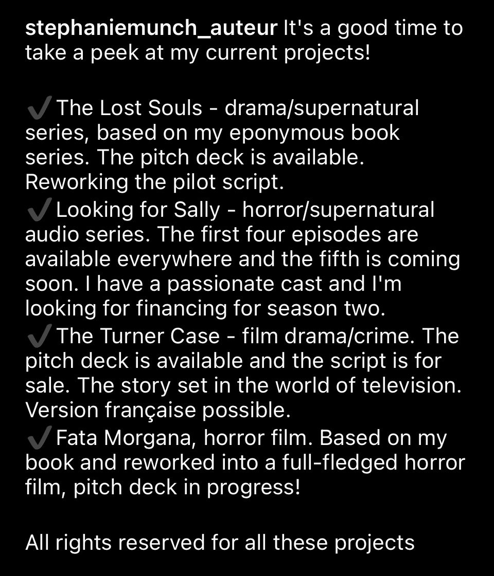 StephanieMunchX's tweet image. It&apos;s a good time to take a peek on my current projects! More information in the post 
#scriptforsale #horror #indiehorror #indieproduction #supernatural #series #featurescript