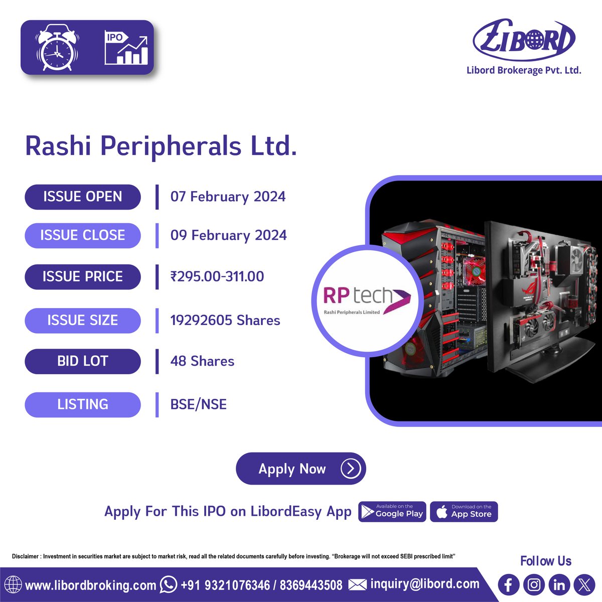 LibordBrokerage's tweet image. Jana Small Finance Bank Ltd, Capital Small Finance Bank Ltd and Rashi Peripherals Ltd #IPO hit the market book now

IPO Application Date: 7 February to 9 February 2024

Hurry to book your IPO at ekyc.libordbroking.com/eipo

#ApplyIPO #BookIPO #LatestIPO #IPOalert #IPONEWS #viralpost