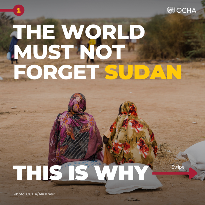 UNOCHA's tweet photo. The people of #Sudan need the world's support and solidarity now more than ever.

Take a glimpse into the dire humanitarian crisis unfolding in the country due to ongoing conflict. ⬇️