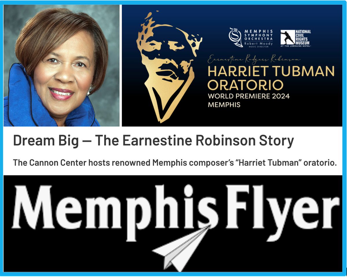 DON'T miss a miracle! @memphissymphony & @NCRMuseum presents the World Premiere of HARRIET TUBMAN. 100 voices from Memphis choirs will sing. Prof. Robinson NEVER learned music. She turns an ear toward Heaven to create symphonic sounds. Read her story --> bit.ly/42rIs4R