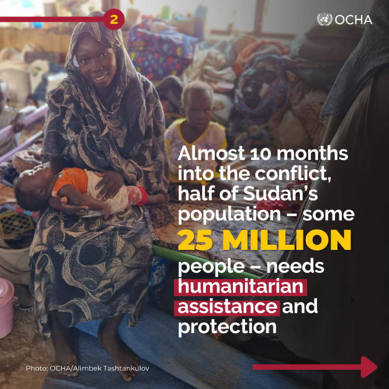 UNOCHA's tweet photo. The people of #Sudan need the world's support and solidarity now more than ever.

Take a glimpse into the dire humanitarian crisis unfolding in the country due to ongoing conflict. ⬇️