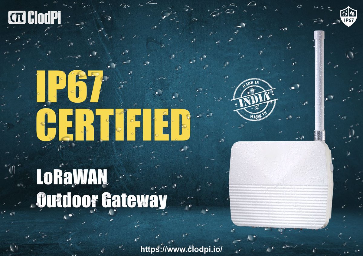 🏆 <a href="/clodpilabs/">ClodPi Labs</a> #Outdoor #LoRaWAN #Gateways are #IP67 certified!

Read here: linkedin.com/feed/update/ur…

#watermeter #IoT #Connectivity #SmartCitiesInNewIndia #SmartCitiesMission <a href="/semtech/">semtech</a> #lora #madeinindia #makeinindia