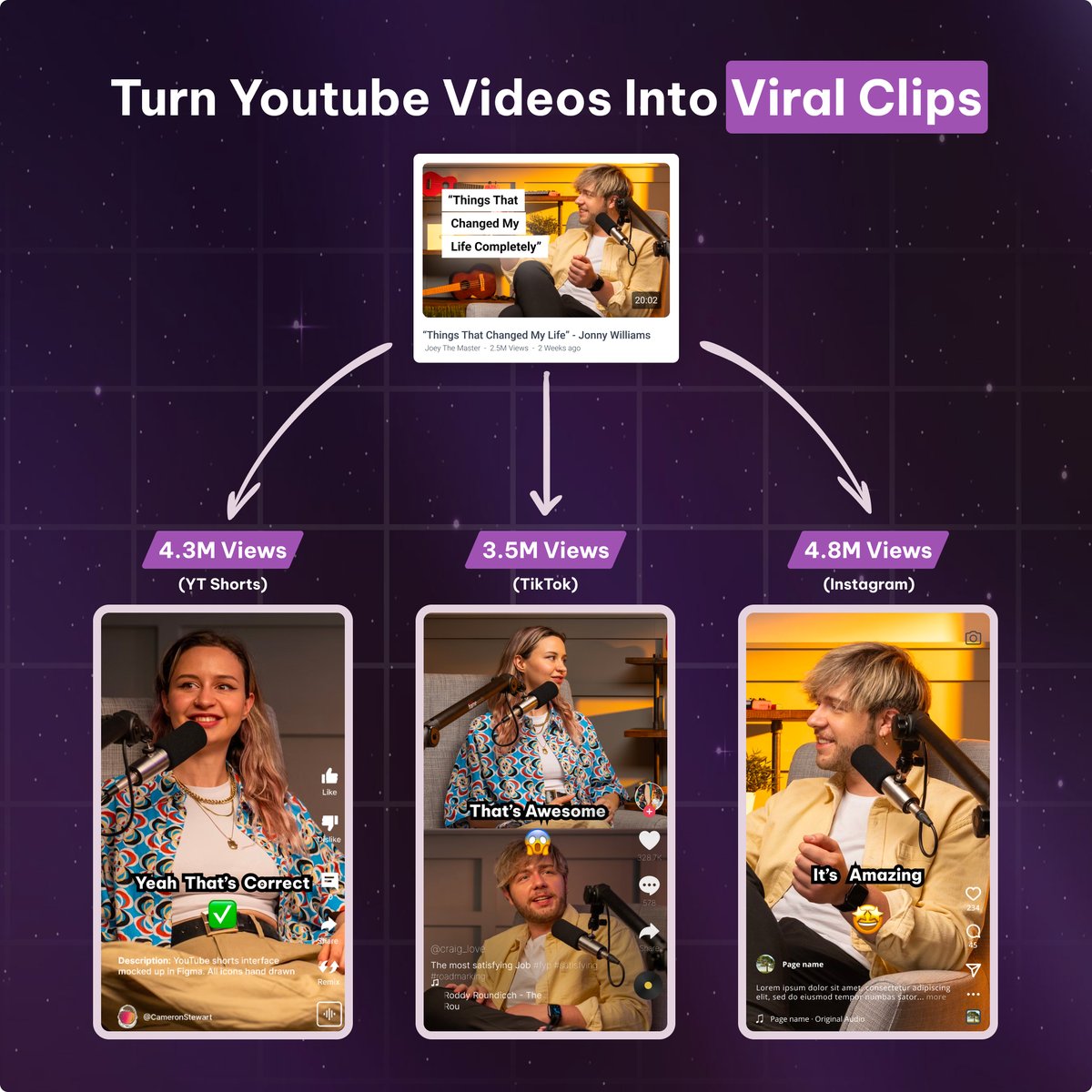 exemplaryai's tweet photo. Sign up now for a 7-day free trial and experience the AI Clips revolution firsthand!
[https://t.co/PDcKrZHZDd]. AI Clips transforms long-form content into short,Unleash the power of your content across Facebook, IG, TikTok, and more, effortlessly drawing in 10M views from 1M! https://t.co/OH1Xm2P5qG