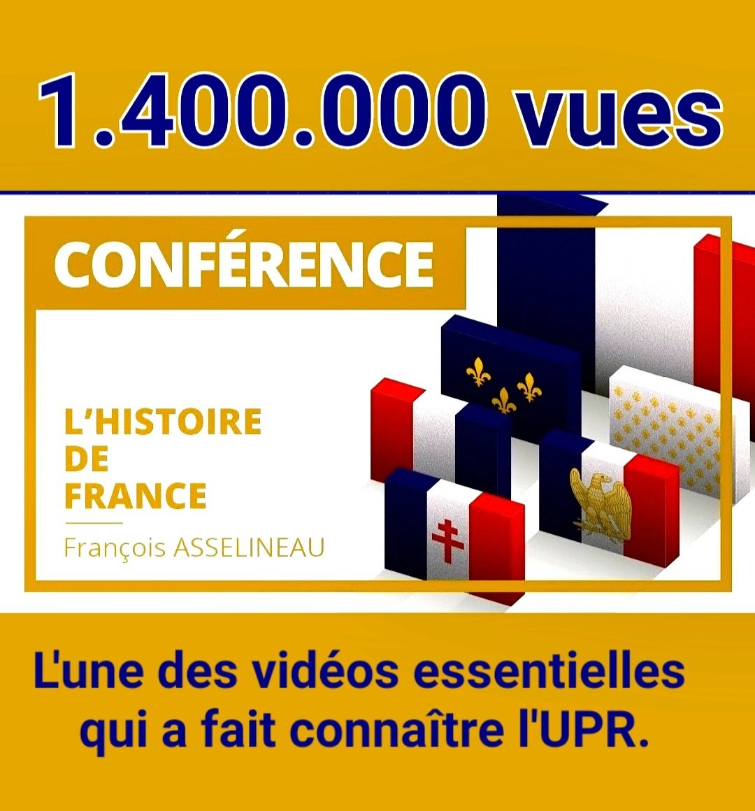 f_asselineau's tweet photo. 🚀 MA CONFÉRENCE SUR L'HISTOIRE
DE FRANCE A DÉPASSÉ 1.400.000 VUES
Avec "Qui gouverne la France et l'Europe ?", c'est l'une des vidéos essentielles qui a contribué à lancer et faire connaître l'UPR.
⚠️À regarder et à rediffuser à vos amis
sans modération !
https://t.co/DDV3kR3KNJ https://t.co/DqX2BiADxK