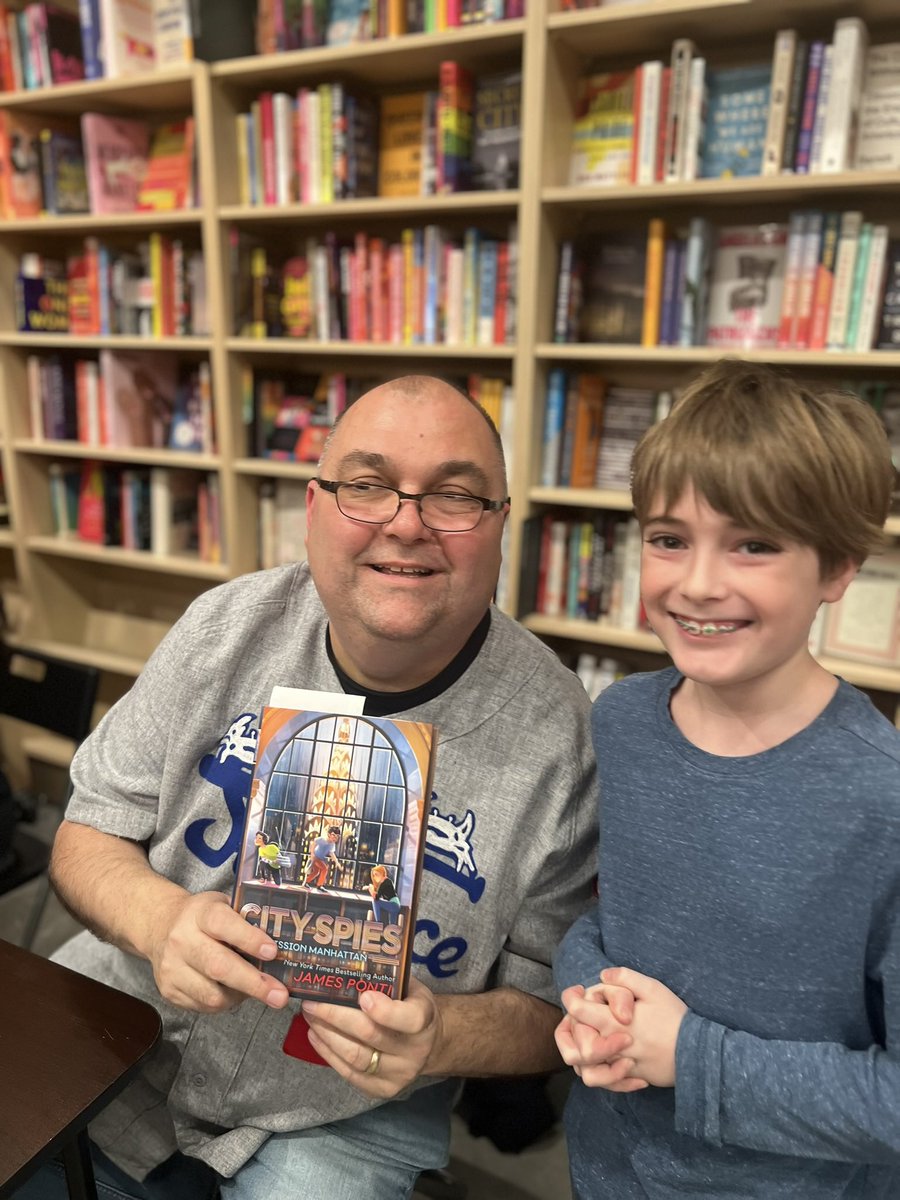 The Howards got to meet @JamesPonti ! And he graciously signed all our Fairhill City Spies books too! What a fun night!