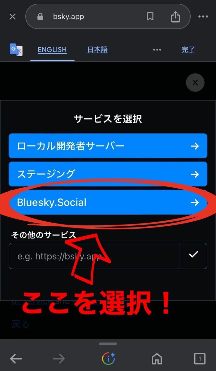 haika_official's tweet image. Bluesky、SMS認証でエラーが出て登録できない！　という方が結構いらっしゃるみたいなので補足💡
アカウント登録できるサーバーがあるので、登録時に添付画像のとおり進んでみてください。これでSMS認証なしでアカウント作成できるはずです！
これでもダメだったらごめんなさい🙇

#bluesky #SMS認証