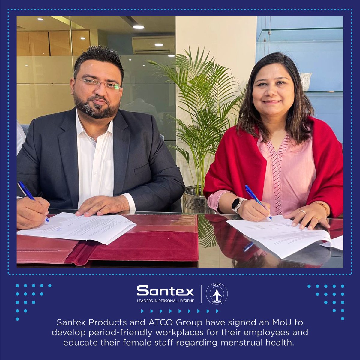 Santex Products is excited to unveil our collaboration with ATCO Laboratories, marking a major step forward in promoting menstrual health and hygiene in the workplace. 

This partnership is a testament to our shared commitment to fostering an inclusive and supportive environment.