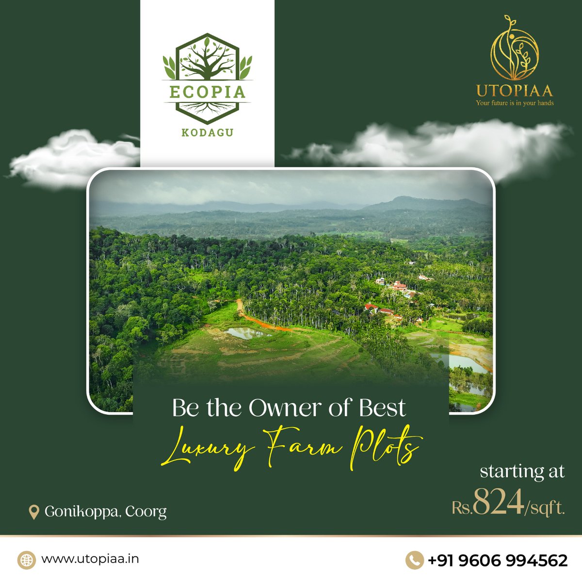 indutopiaa's tweet photo. Utopiaa is pround to present Ecopia, an ecolological haven in the heart of Kodagu. Contact Utopiaa and Book your plot today at an amazing pre-launch price. #kaiggroup #utopiaa #ecopia #managedfarmland #farmland #organicfarming #booknow #agriculture #nature #karnataka #bangalore #kodagu #agroforestry #farmstay #investmentproperty #sustainablefarming #healthyharvest #farmlandinvestment