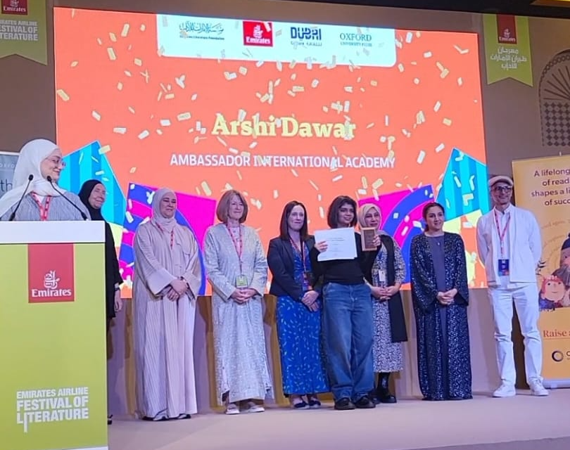 AIADubai's tweet photo. Congratulations to our grade 10 student, Arshi Dawar, for clinching 3rd place in the 12-14 age category of the Oxford University Press Writing Competition as part of the Emirates Literature Festival.👏🏻
#AIADubai #AIACommunity #ibschool #ibeducation #dubaischools #dubaieducation https://t.co/UnM1kdFcbq