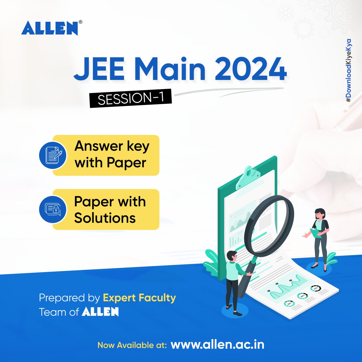 ALLENkota's tweet photo. #JEEMainAnswerKey
Download JEE Main 2024 (Session 1) Paper with Answers, Paper with Solutions prepared by ALLEN Career Institute's experienced faculties.
Visit Here: https://t.co/3Pg8LMRqTv
#JEEMain2024 #KotaCoaching #JEE2024 #ALLENKota #AnswerKey #PaperSolutions https://t.co/PsAx3Kkw8D