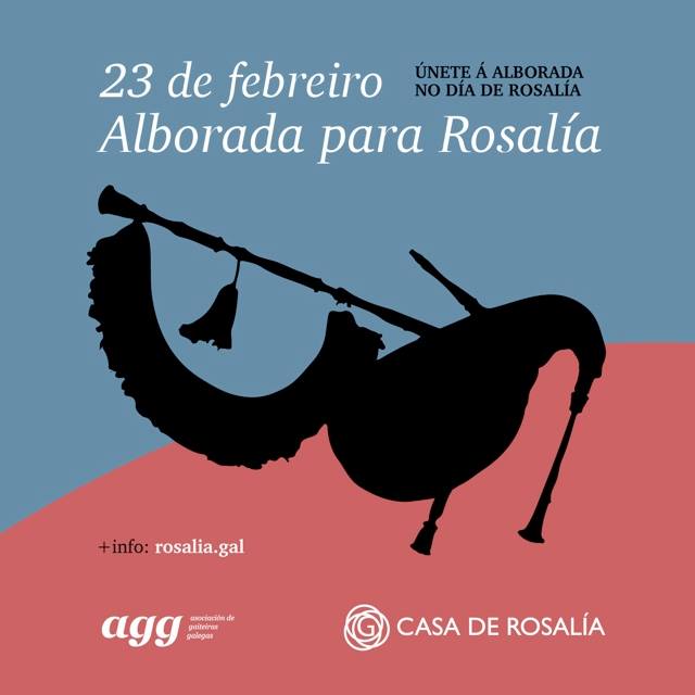Desde a AGG e a Fundación Rosalía volvemos a organizar para o 23 de febreiro (Día de Rosalía) a Alborada para Rosalía de Castro!
Toda a info en rosalia.gal/que-facemos/pr…

Únete ao #DíadeRosalía e celébrao con nós!