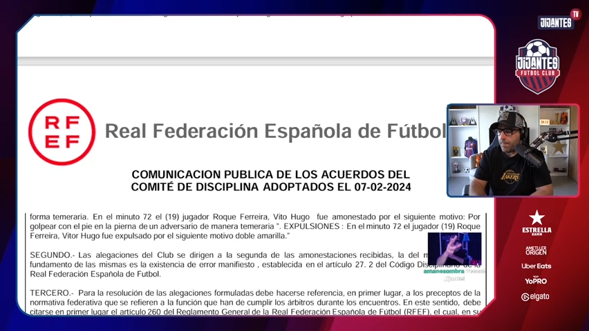 📺 DIRECTO <a href="/JijantesFC/">Jijantes FC</a>

📞 Llamamos al exárbitro Iturralde González para comentar el acta y la sanción de un partido de Vitor Roque por una supuesta acción temeraria

🔗 twitch.tv/gerardromero