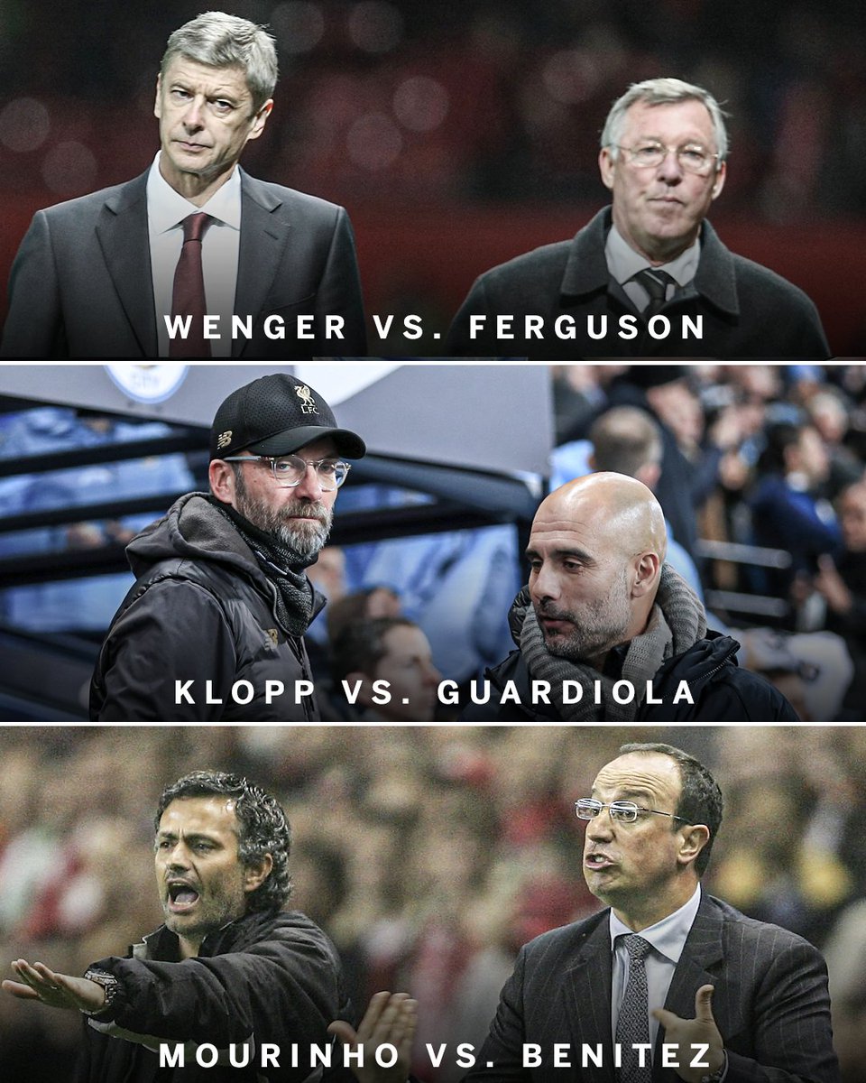 ESPNUK's tweet photo. Which is the greatest manager rivalry in Premier League history? https://t.co/Ia85EEa452