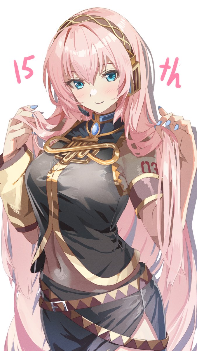 巡音ルカ 「15周年のルカさんクイズ!ロングヘアの一部を前に持ってきているルカさんですが左右」|大堂(daidou)のイラスト
