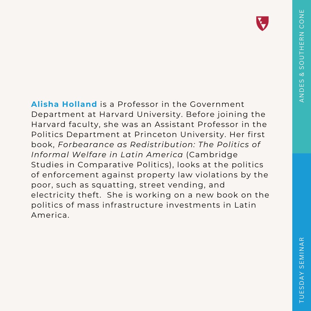 02/20 @ 12PM ET: Easier Said than Done: Citizens' Stated and Revealed Democratic Commitment in Latin America with Natalia Garbiras-Díaz (@NGarbirasDiaz), Harvard Business School Moderated by Alisha Holland, Professor of Government loom.ly/RZ1Amd8 @harvardwcfia