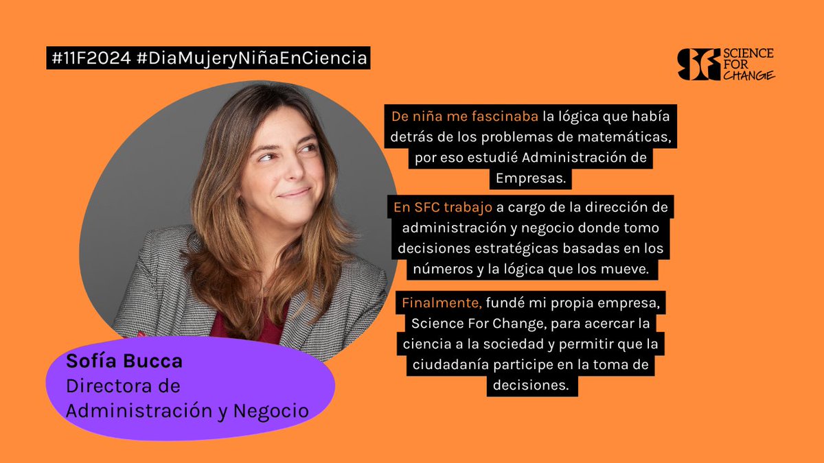 Este domingo es el #11F, el Día de la Mujer y la Niña en la #ciencia

En Science For Change transformamos preguntas en respuestas y desafíos en oportunidades. Cada mujer en nuestro equipo es una chispa creativa que ilumina el camino hacia una ciencia inclusiva 🙌✨

#WomenInSTEAM