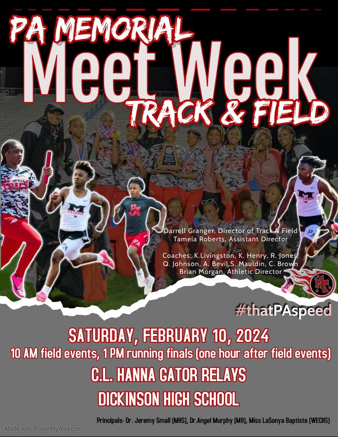 It’s #WeekOne of T&amp;F  season!
This Saturday, February 10, #thatPAspeed travels to Dickinson High School for the C.L. Hanna Gator Relays.🏃🏽‍♂️🏃🏽‍♀️💪🏽 #MeetWeek