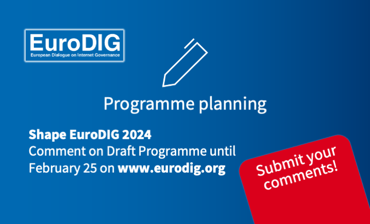 Comments are open for the #EuroDIG2024 Draft Programme until February 25. 📩 Find out more in the latest #EuroDIG Newsletter: eurodig.org/eurodig-news-0…