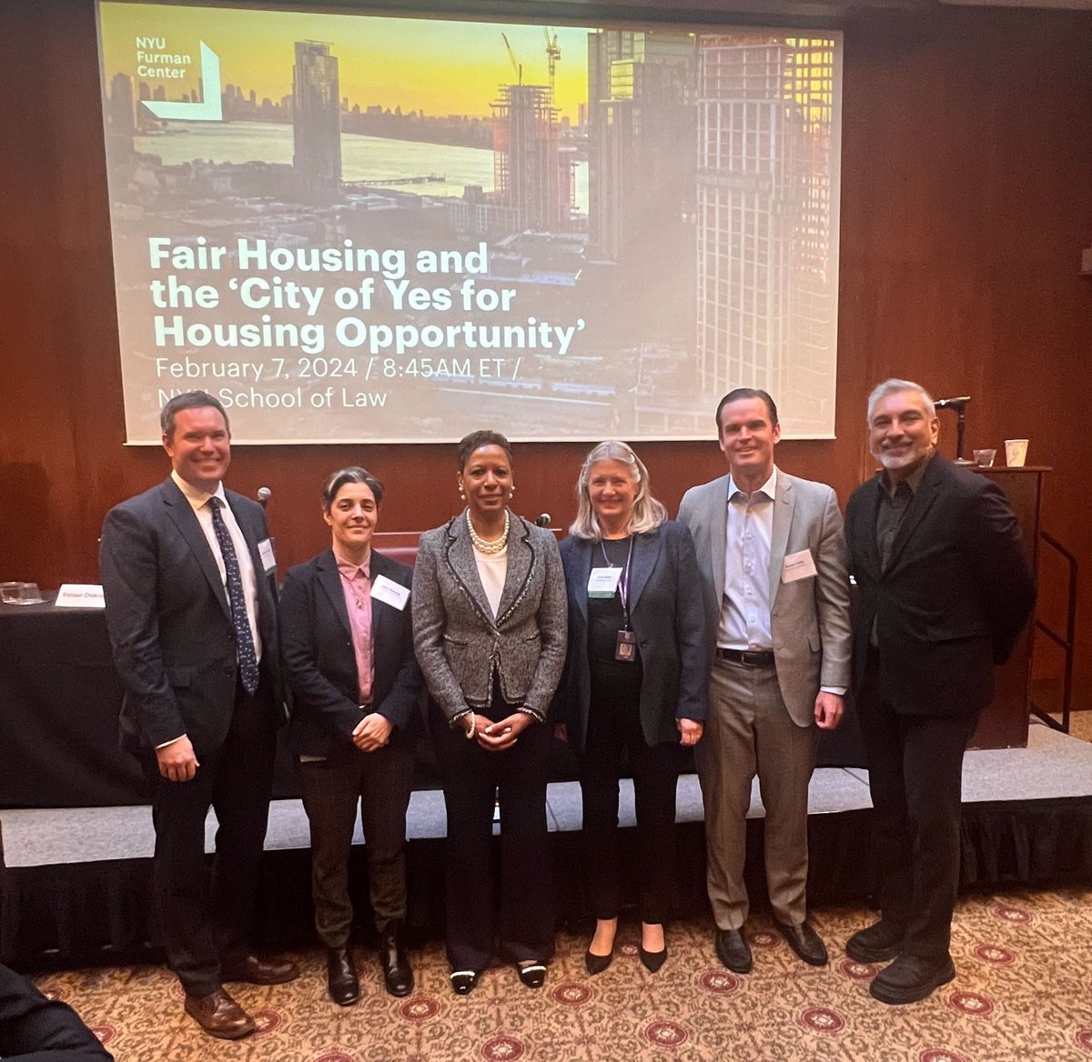 FurmanCenterNYU's tweet photo. Thanks to our amazing panelists at today's Policy Breakfast on Fair Housing and the 'City of Yes for Housing Opportunity' @NYCSpeakerAdams @LeilaBozorg @vishaannyc and Bryan Kelly. Moderated and led by the Furman Center's @VickiBeen and Matthew Murphy https://t.co/fZ7cvNVzVy