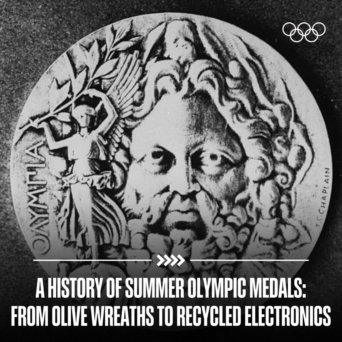 Olympics's tweet image. How much do you know about the history of the Summer Olympic medals? 🥇🥈🥉 

They've changed so much over the years! 

👀 Let's look back at some of the most iconic designs, ahead of the unveiling of the #Paris2024 medals this Thursday 🧵: