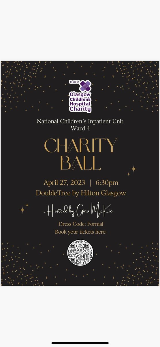 Tables of 10, 12 as well as individual tickets available for what promises to be a fabulous evening raising funds for the National Children’s Inpatient Unit at Ward 4 @RHCGlasgow @nhsggcscs @NHSGGC