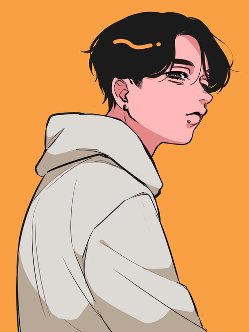 「black hair grey hoodie」 illustration images(Latest)｜2pages