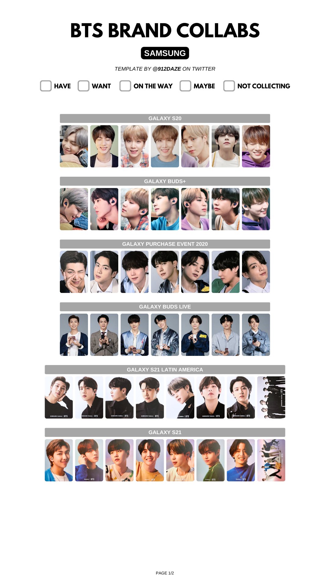 BTS Bangtan Samsung Galaxy Japan edition Official Photocard