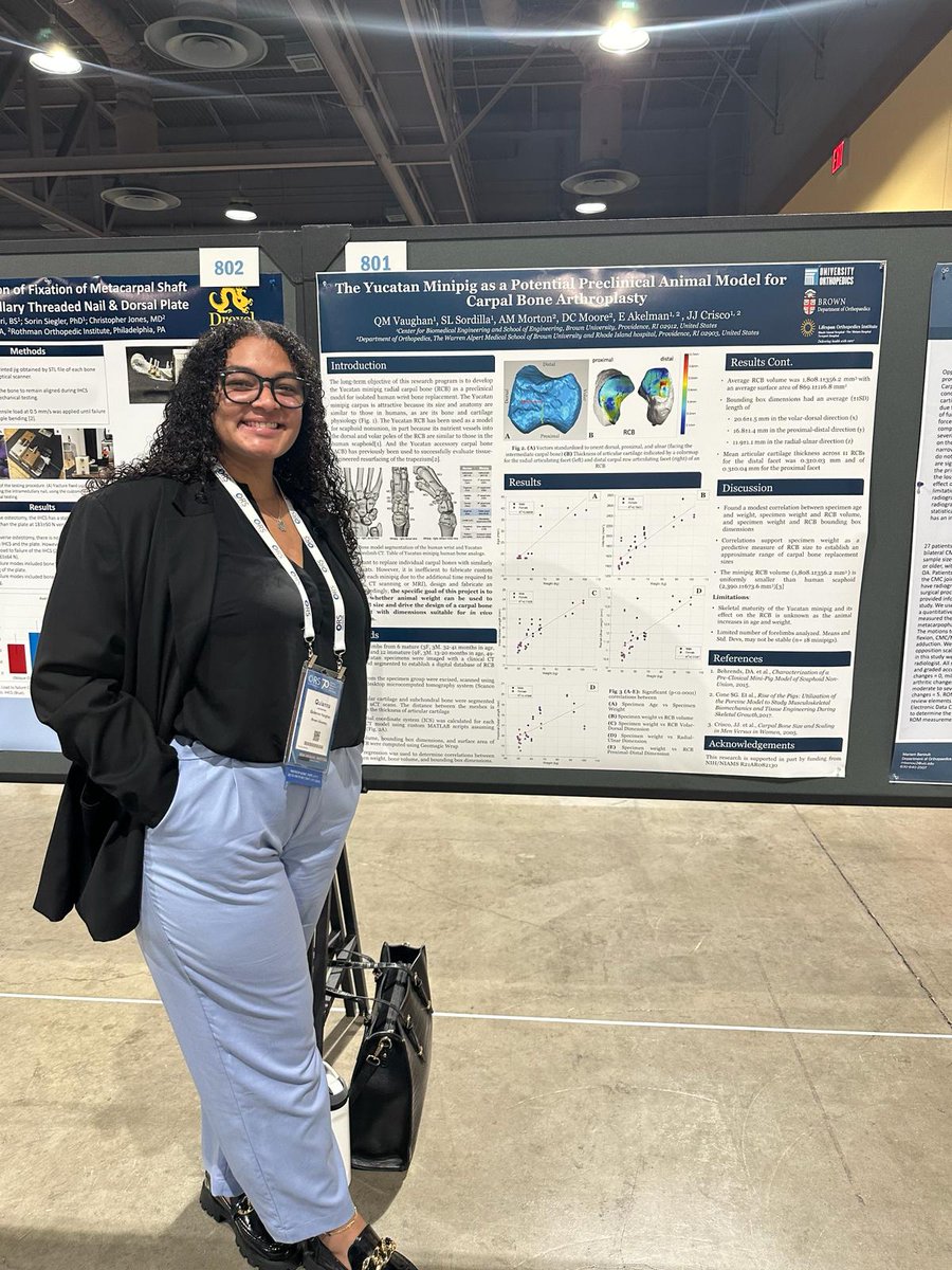 Huge congratulations to our PhD candidate Quianna Vaughan from <a href="/brownengin/">Brown Engineering</a> for being awarded top 3 posters in the 'ORS Implant Section' at <a href="/ORSsociety/">Orthopaedic Research Society</a> #ors2024