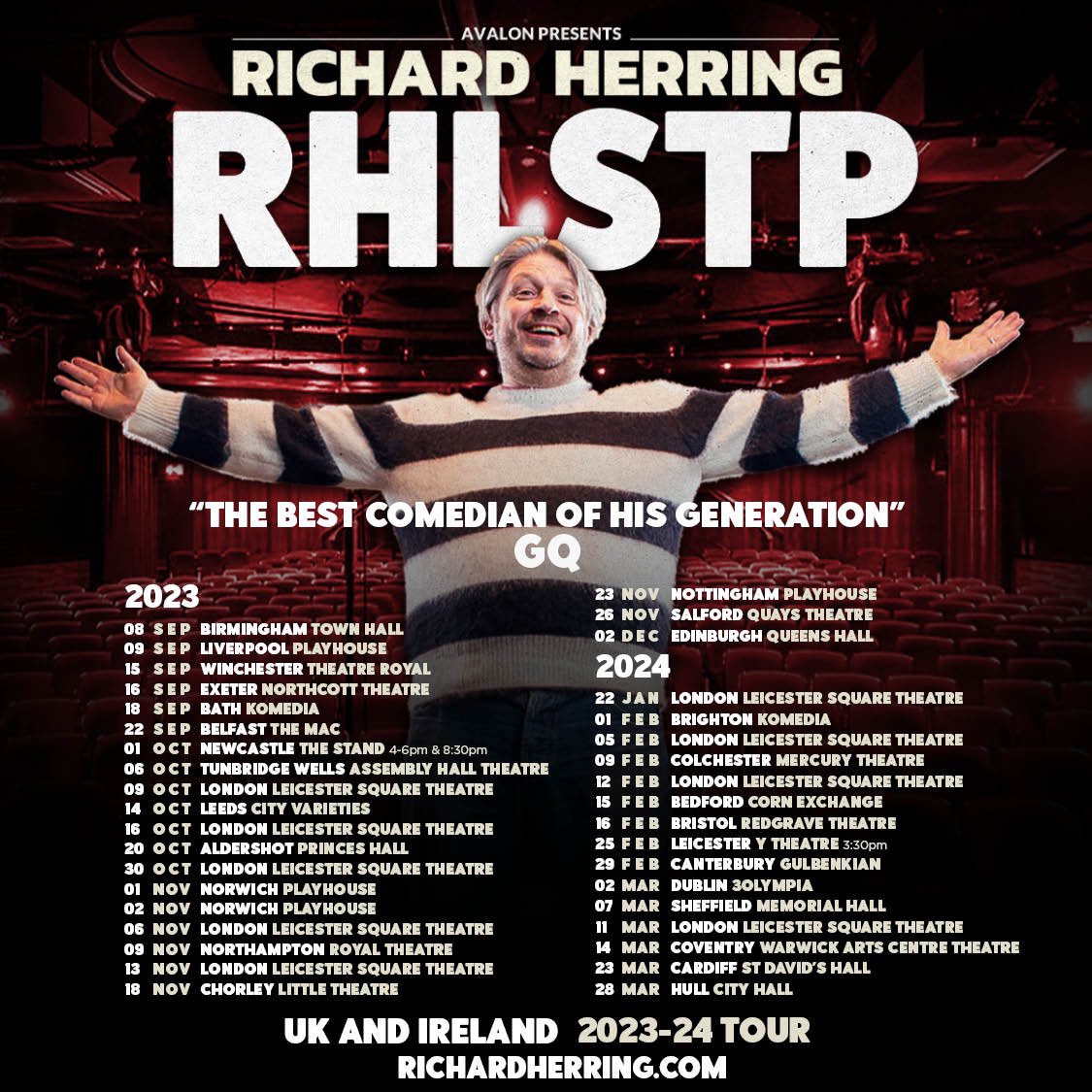 Cardiff Comedy Peeps! There are 4 newly released tickets for the sold out @Herring1967’s RHLSTP podcast show at @ShermanTheatre next month! (@gofasterchris) 🎭

Had to juggle & return tix! 🎟️ 

Enjoy! 🙌

#RichardHerring #RHLSTP