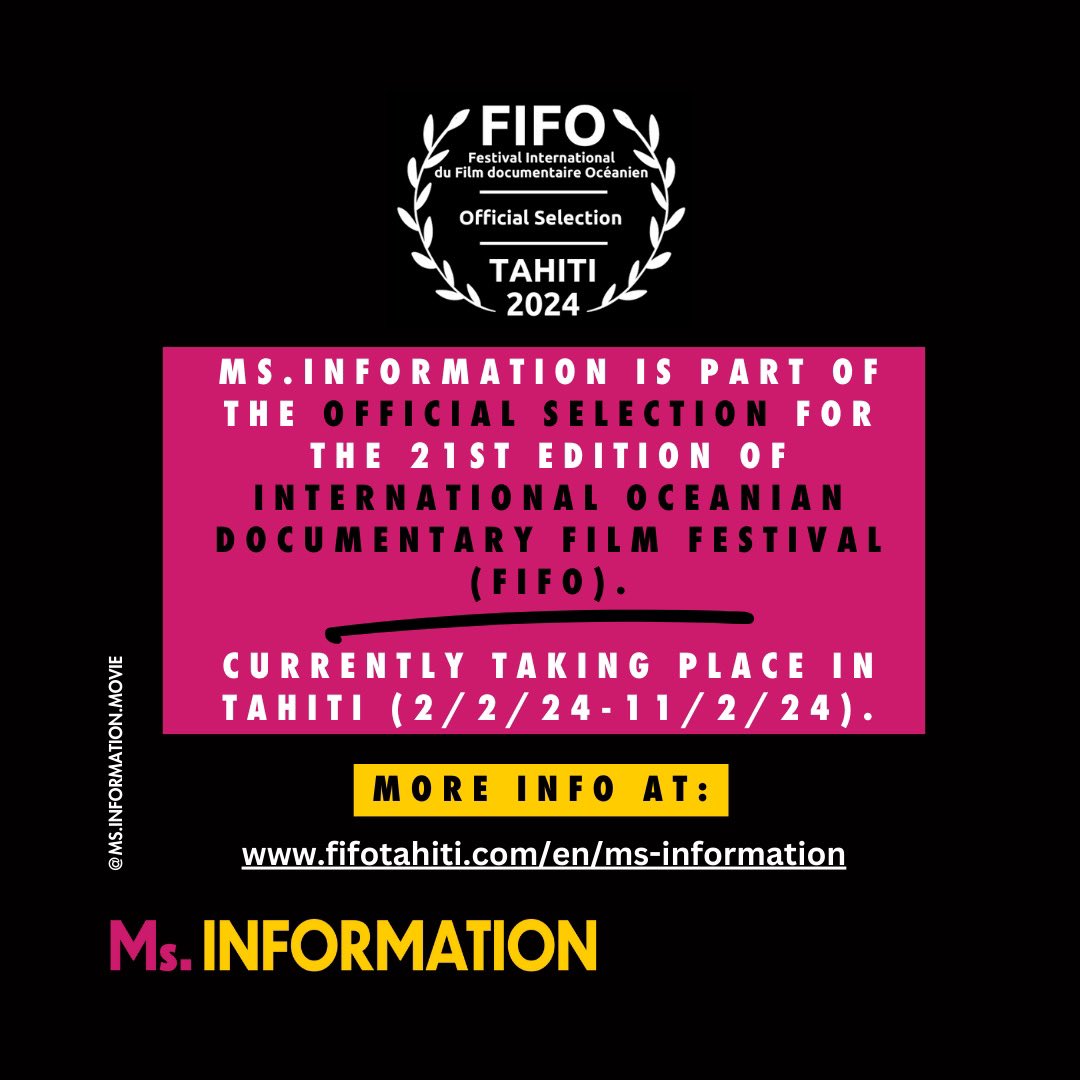 FIFO Tahiti selected ‘Ms. Information’ for its sun-drenched festival! Check it out if you are there. <a href="/FifoTahiti/">FIFO Tahiti</a>