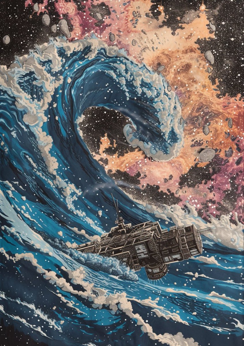 prslvk's tweet photo. @dreamingtulpa @moelucio Nebula "The Great Wave off Kanagawa"
Second submission for AI Art Weekly cover issue  #70 ✨ Theme is: edo period https://t.co/EI2Lj6JAIF