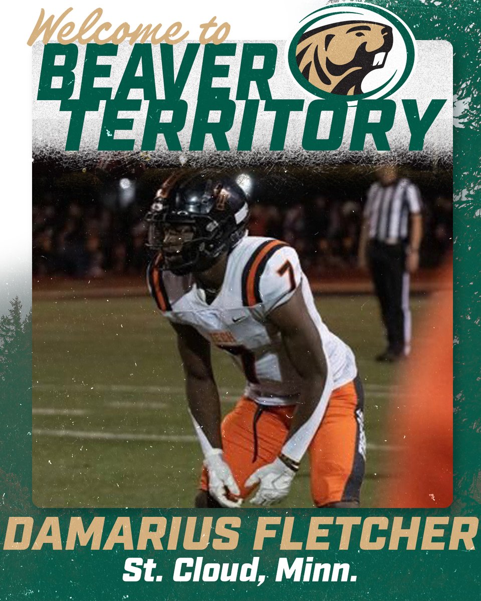 BSUBeaversFB's tweet photo. Let's keep the in state recruits coming! Damarius Fletcher joins #BeaverTerritory from St. Cloud!

#GoBeavers #GTA #NSD24 https://t.co/n8N71VXDxV