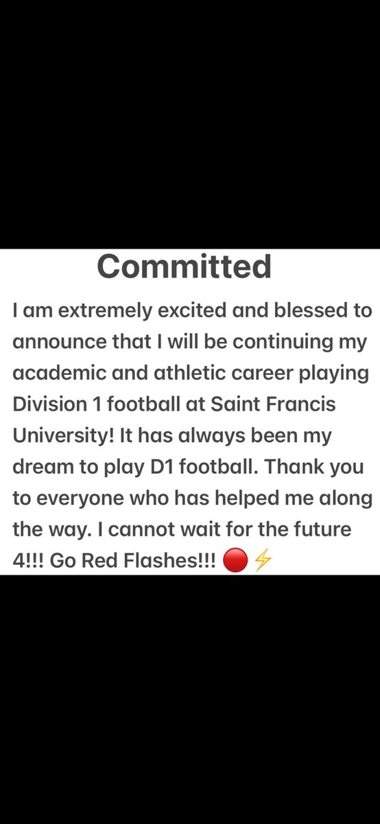Ben Hennon (@benhennon) on Twitter photo 1,000% committed to Saint Francis University 🔴⚡️ Thank you to everyone who has made it possible!!! #RaiseTheStandard <a href="/RedFlashFB/">Saint Francis Football</a> <a href="/CoachV_SFU/">Chris Villarrial</a> <a href="/Coach_Hutchison/">Joshua Hutchison</a> <a href="/CoachBruniSFU/">Ben Bruni</a> <a href="/CoachPecoraSFU/">Marco Pecora</a> @JayMHarrisonDFO 1,000% committed to Saint Francis University 🔴⚡️ Thank you to everyone who has made it possible!!! #RaiseTheStandard <a href="/RedFlashFB/">Saint Francis Football</a> <a href="/CoachV_SFU/">Chris Villarrial</a> <a href="/Coach_Hutchison/">Joshua Hutchison</a> <a href="/CoachBruniSFU/">Ben Bruni</a> <a href="/CoachPecoraSFU/">Marco Pecora</a> @JayMHarrisonDFO