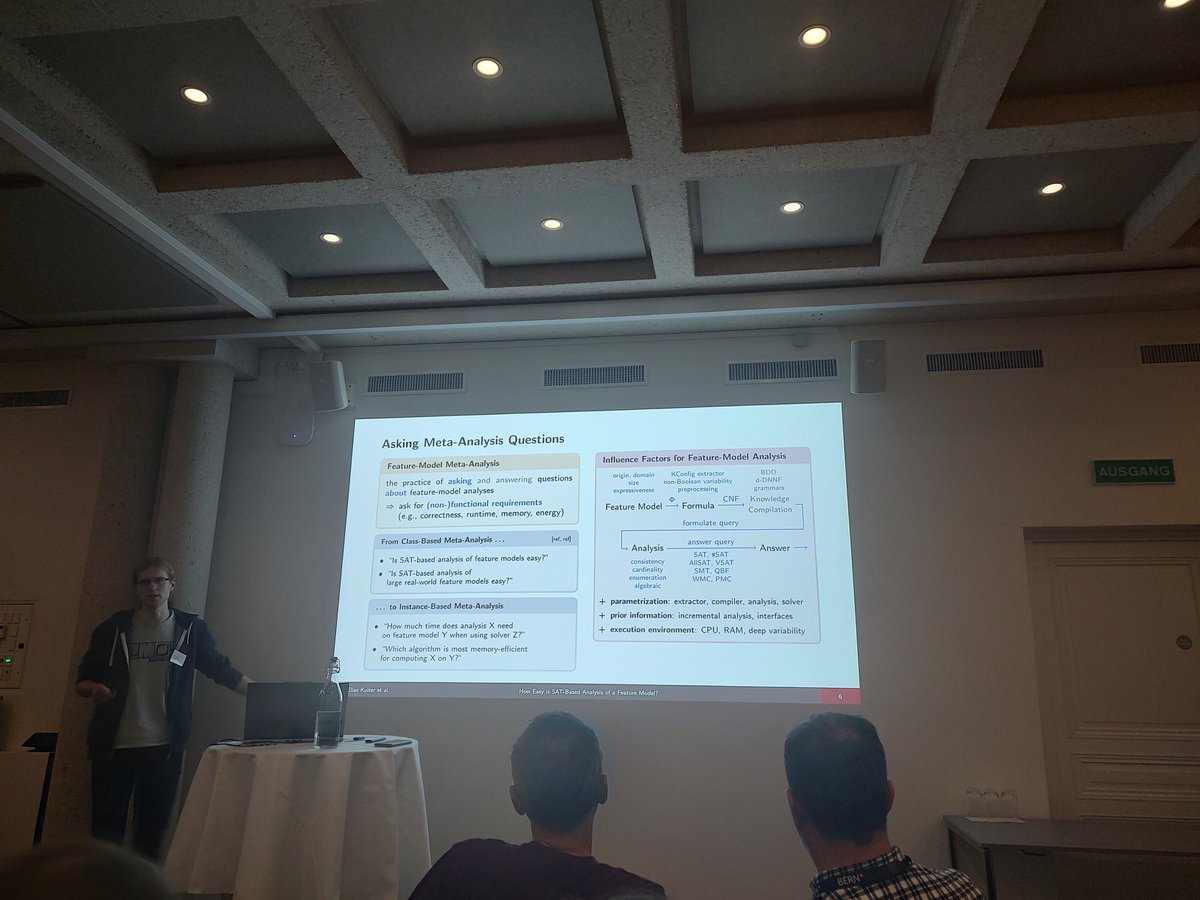 Tobias Heß (@h3ssto) on Twitter photo <a href="/softvare_uulm/">SoftVarE Group</a> <a href="/ekuiter/">Elias Kuiter</a> Many factors to consider: from extraction, to preprocessing, the choice of solver and its parametrization...
Can we predict (SAT) solver performance a-priori? Syntactically? Semantically?
As models evolve, our statements on dealing with them should too... <a href="/softvare_uulm/">SoftVarE Group</a> <a href="/ekuiter/">Elias Kuiter</a> Many factors to consider: from extraction, to preprocessing, the choice of solver and its parametrization...
Can we predict (SAT) solver performance a-priori? Syntactically? Semantically?
As models evolve, our statements on dealing with them should too...