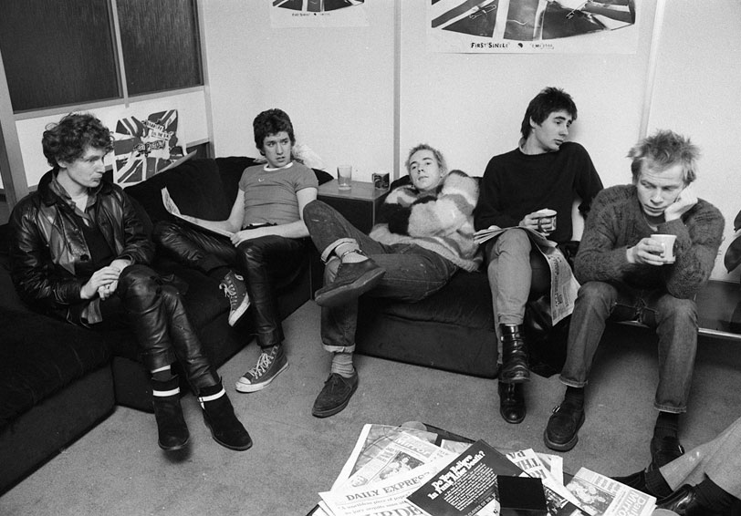 Sex Pistols at the EMI Offices, Manchester Square, London. Photo by R Jones.
