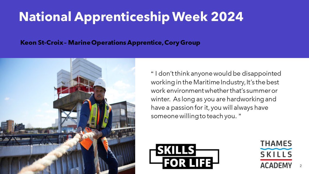 #SkillsForLife #NAW2024 @cory find out why Keon believes an #apprenticeship on the #Thames is the best working environment. Interested? Attend the TSA Apprenticeship Open Day Event 2nd May tinyurl.com/5xy9c367 #careersonthethames @MUKCareers @MaritimeUK