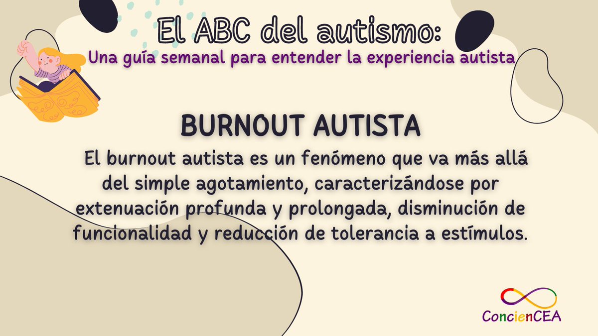 ConcienCEA's tweet photo. 🔥El Burnout Autista es un fenómeno va más allá del simple agotamiento, caracterizándose por extenuación profunda y prolongada, disminución de funcionalidad y reducción de tolerancia a estímulos.
#ABCDelAutismo #Burnout #BurnoutAutista #ConcienCEA #SoyAutista #CEA #TEA https://t.co/S4MxxQrmt3