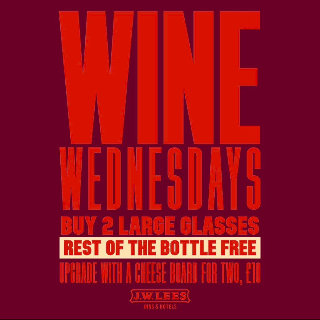 JWLeesHuntsman's tweet photo. 📣📣Calling all wine lovers, especially those who like a special offer!📣📣
🔥🍷🍷🍷🔥Every Wednesday, come to The Huntsman, sit by the fire, order two large glasses of wine from the same bottle &amp; we’ll give you the rest of the bottle!  
https://t.co/DBFbNrZFMz #jwleesbrewery https://t.co/DtNCag4OHC