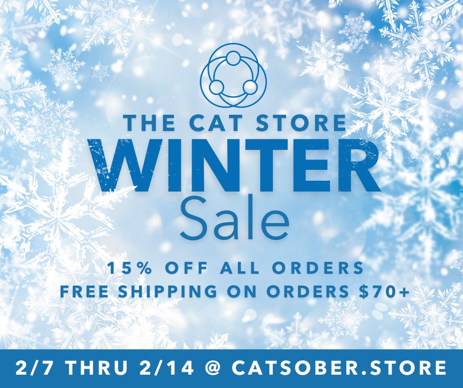 ccatsober's tweet image. Get some serious SAVINGS &amp;amp; SAVE LIVES at the same time! The CAT Store's Winter sale is here! ❄️ 

Now thru 2/14, get 15% OFF all orders with code "WINTER15" &amp;amp; FREE SHIPPING on orders $70+.

Shop now at: catsober.store

#catstore #SaleAlert #savelives #winterfashion