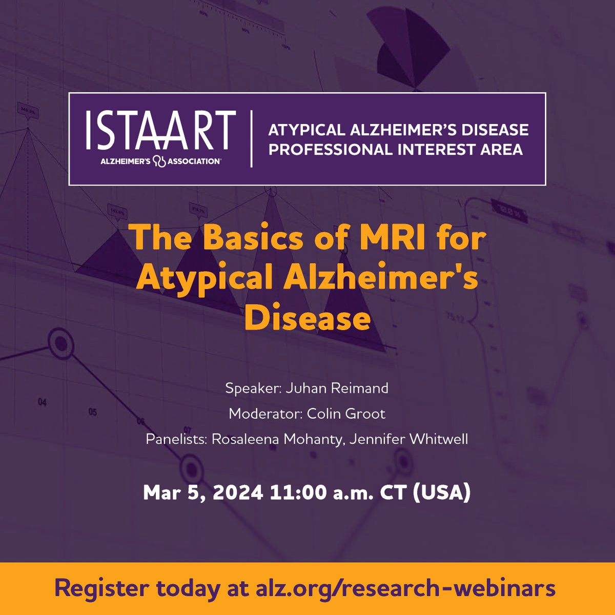 📢 Want to learn more about diagnosis of #AtypicalAD with brain imaging? Our interactive Basics webinar will cover a radiologist's perspective led by Dr. Reimand on March 5! 🔗Registration: alz-org.zoom.us/webinar/regist… @RikOssenkoppele @KeirYong @BaaylaB @Colin__Groot @Rosaleena_M