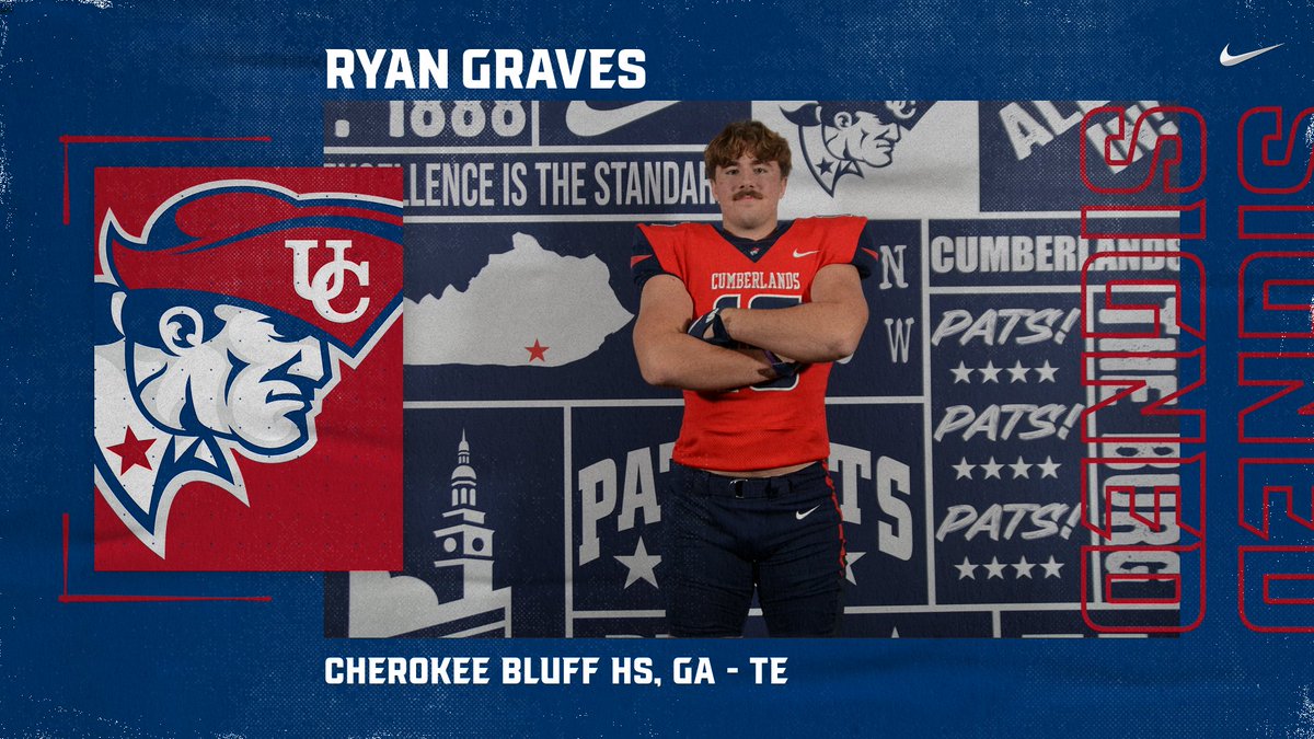 UC Patriot Football (@ucpatriotfball) on Twitter photo A big, physical playmaker at the TE position from the Peach State! Welcome to The University of the Cumberlands <a href="/ryanSgraves16/">Ryan Graves¹</a> !!! A big, physical playmaker at the TE position from the Peach State! Welcome to The University of the Cumberlands <a href="/ryanSgraves16/">Ryan Graves¹</a> !!!