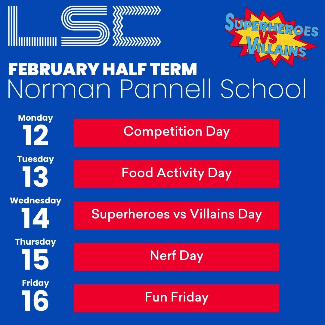 What will we be getting up to during our time at Norman Pannell!? 😯🦸

Very few spaces left... have to be quick to reserve your child's space! 💨👇
bit.ly/3w2BqXU