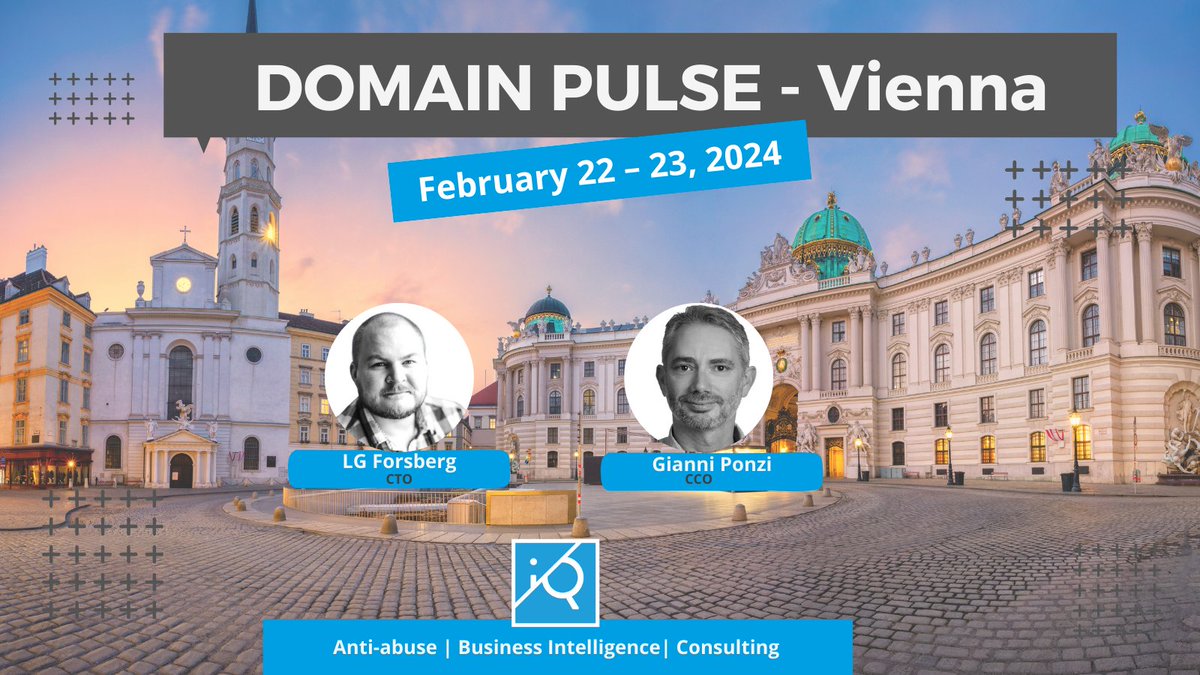 iQGlobalAS's tweet image. From the 22nd to the 23rd of February, the iQ team will be represented at  #DomainPulse in Vienna by our CTO @lgforsberg and CCO @gianniponzi  Furthermore, on the 21st, LG will take part in @icann &apos;s Registrar training day,imparting his extensive knowledge of mitigating DNS Abuse