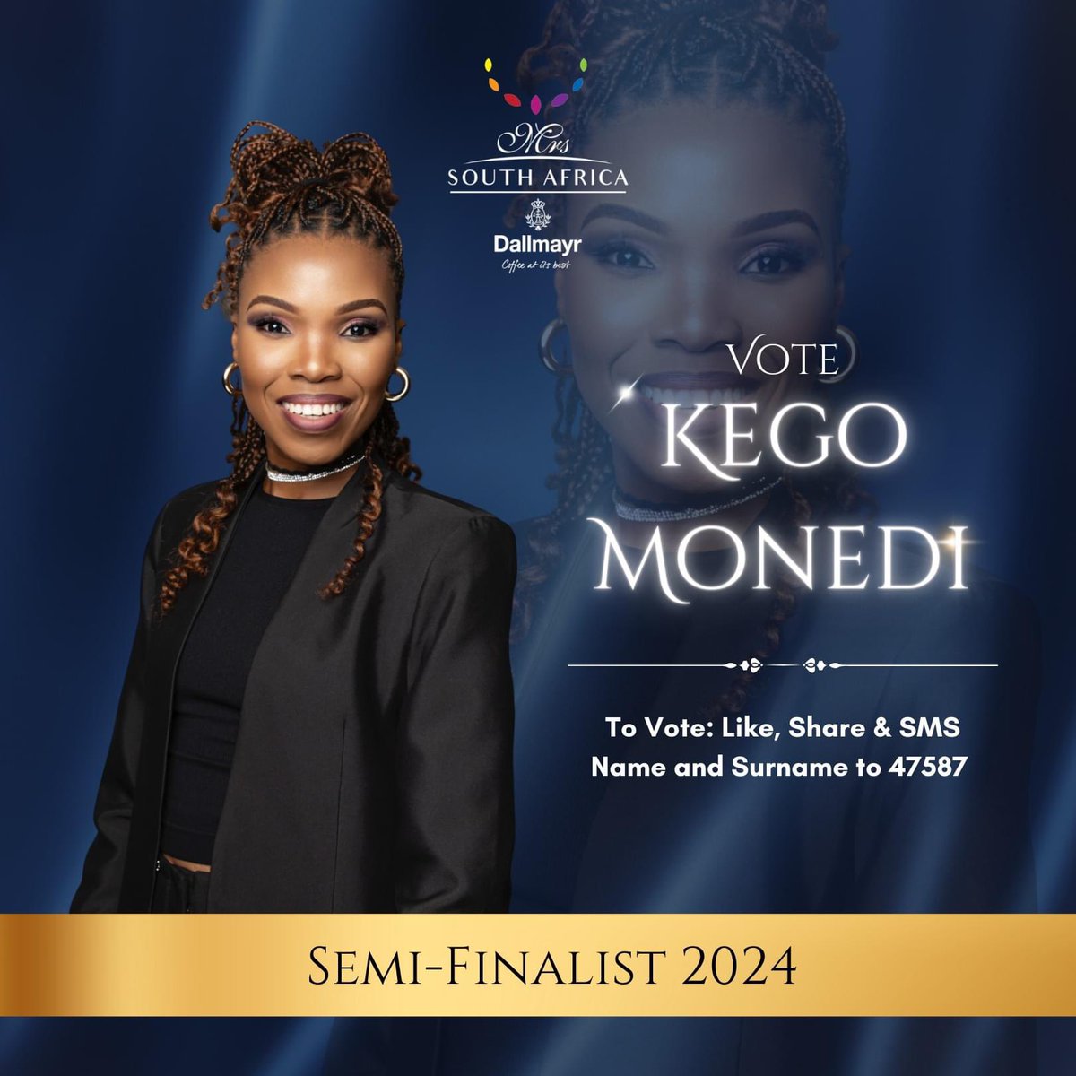 MaxMonedi's tweet photo. SMS’ing her Name Surname to 47587. Voting lines are open from Thursday 8 February 2024 at 00:00 and will close Wednesday 3 July 2024 at 23:59. SMS will be charged at R3/sms. Free SMS’es and SMS bundles do not apply. https://t.co/cp52VxgF4P