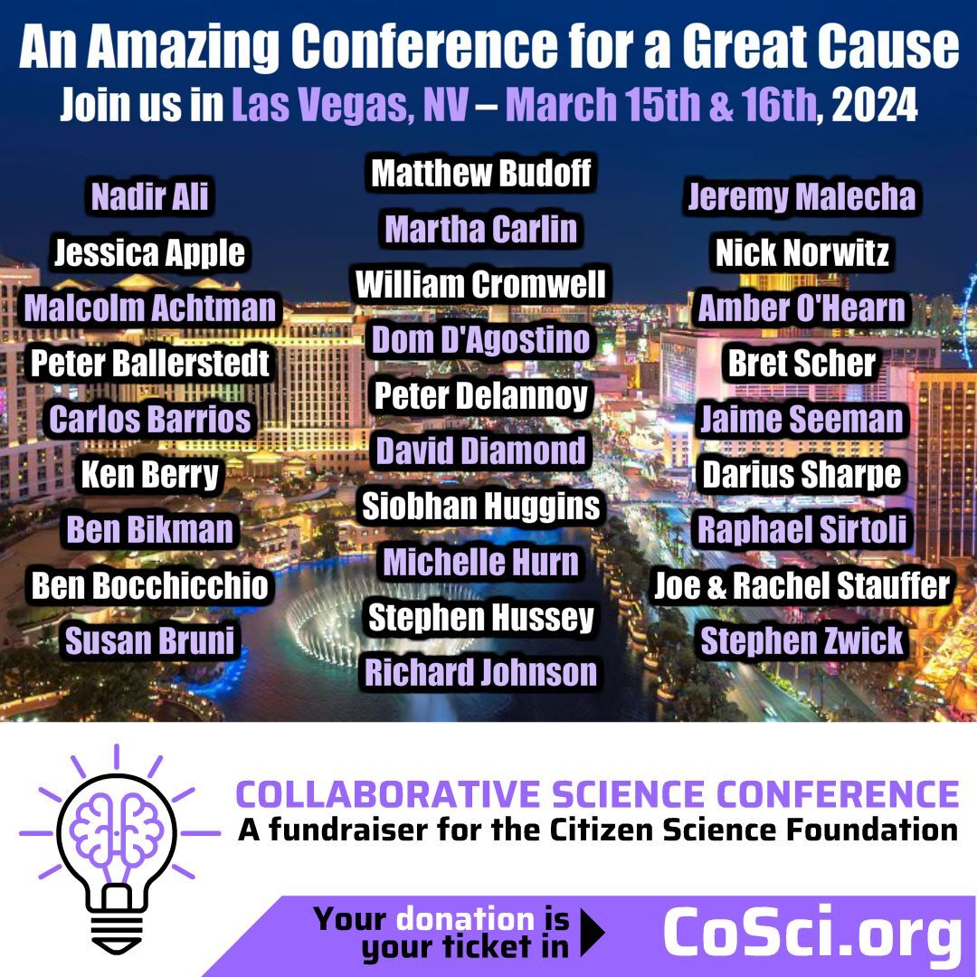 GrassBased's tweet photo. I'm looking forward to being a speaker at #CoSci, Las Vegas, Mar 15-16. Here's your chance to support @realCSF and advance #CitizenScience โ and enjoy an impressive speaker roster. Learn more at https://t.co/8F2YXCRizr https://t.co/gbwP8CPwuO