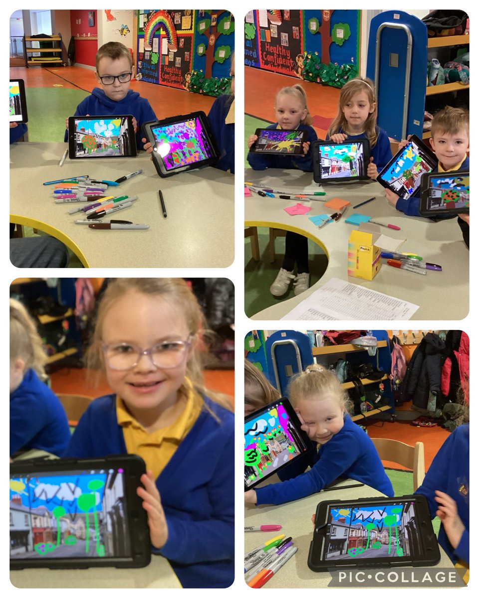 Day 2 of our Digital Art Project. What would make our town a healthier place in the future? 🌳🌲 🦅 We added images to a photo of Blaenavon. @AneurinBevanUHB @LlantarnamGrnge #dosbarthporffor 💜