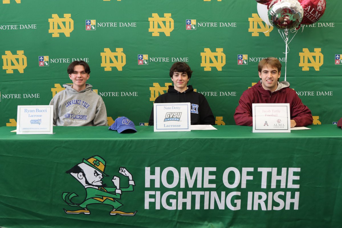 NDPMA Athletics (@ndpma_athletics) on Twitter photo Congratulations to Ryan Bucci (Lacrosse, Lawrence Tech), Nate Detty (Lacrosse, Grand Valley), and Jacob Tuttle (Football, Alma) for signing collegiate national letters of intent. <a href="/NDPMA/">Notre Dame Prep</a> <a href="/NDPrep_Football/">NDP Football 2024 Division 5 State Champions</a> <a href="/NDP_boys_lax/">NDP Boys Lacrosse</a> <a href="/MIPrepZone/">MIPrepZone</a> Congratulations to Ryan Bucci (Lacrosse, Lawrence Tech), Nate Detty (Lacrosse, Grand Valley), and Jacob Tuttle (Football, Alma) for signing collegiate national letters of intent. <a href="/NDPMA/">Notre Dame Prep</a> <a href="/NDPrep_Football/">NDP Football 2024 Division 5 State Champions</a> <a href="/NDP_boys_lax/">NDP Boys Lacrosse</a> <a href="/MIPrepZone/">MIPrepZone</a>