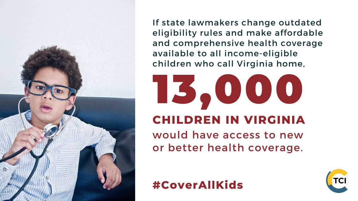 Right now, 13,000 children in Virginia face barriers to quality health coverage.

They can’t get Medicaid or CHIP, they’re not allowed to enroll in #ACA, and often, their parents work in jobs that don't offer health coverage.

It is urgent that #VaLeg chooses to #CoverAllKids