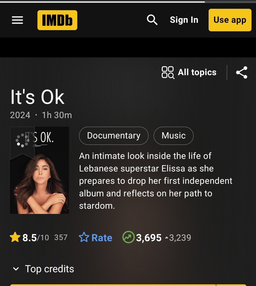 AlArrabcom's tweet photo. وثائقي #اليسا يحصل على تقييم 8.5 على موقع imdb العالمي...متفوقاً على تقييمات وثائقيات كل من ليدي غاغا، بيلي إيليش، وجنيفير لوبيز🔥

@elissakh
#العراب https://t.co/toFGwzkKo8