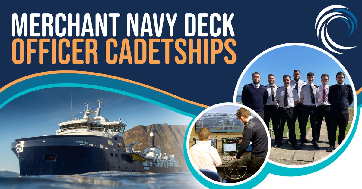 Deck Officer Cadets 2024 - applications open for next intake 26th August. Fully sponsored 3-year program leading to OOW Unlimited cert. A unique career experience with choice of shipping companies. Ages 17+ and need 4x Nat 5's or equivalent. Email sma@nescol.ac.uk or 01779 476204